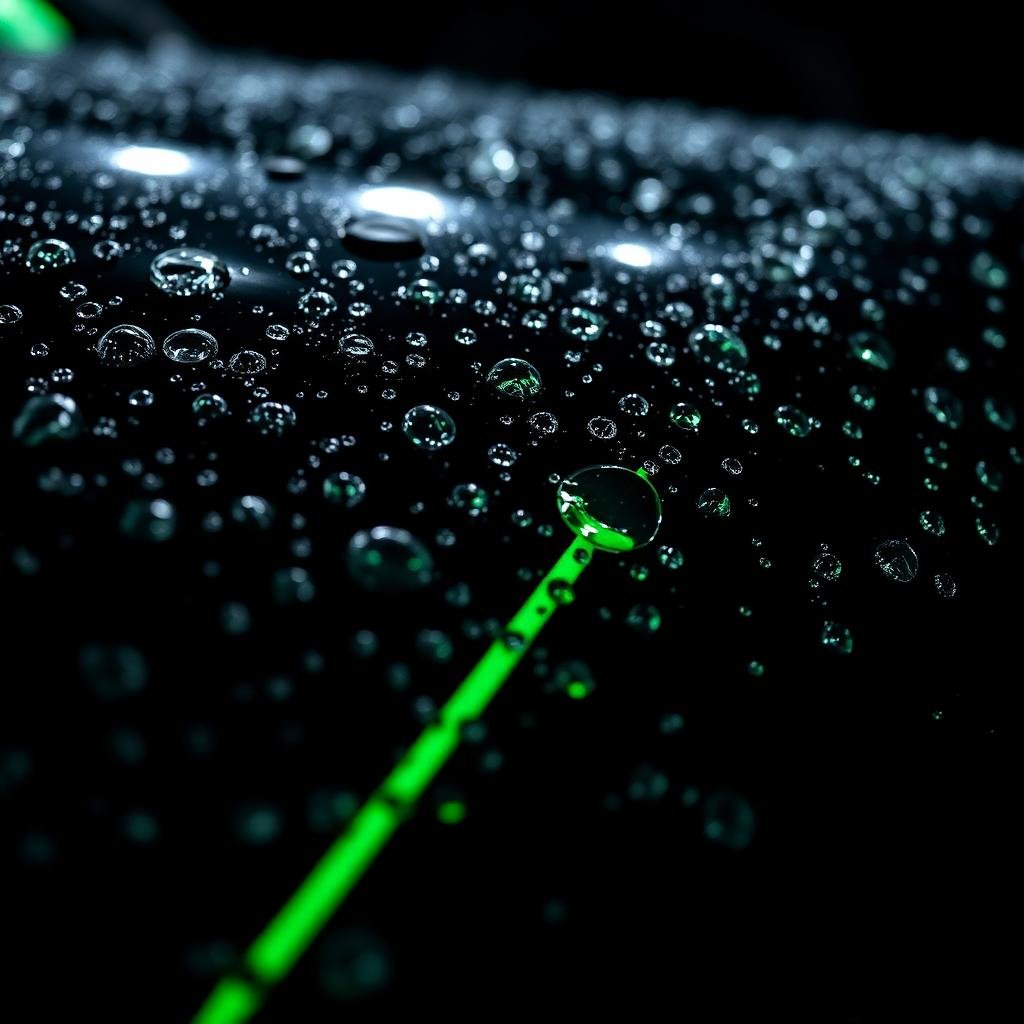 Detalhe de pintura protegida com PPF repelindo água